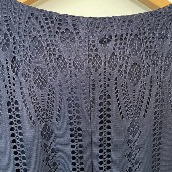 Roz & Ali Navy Eyelet Jeweled Scoop Neck Dress - Size 16 - Picture 8 of 11